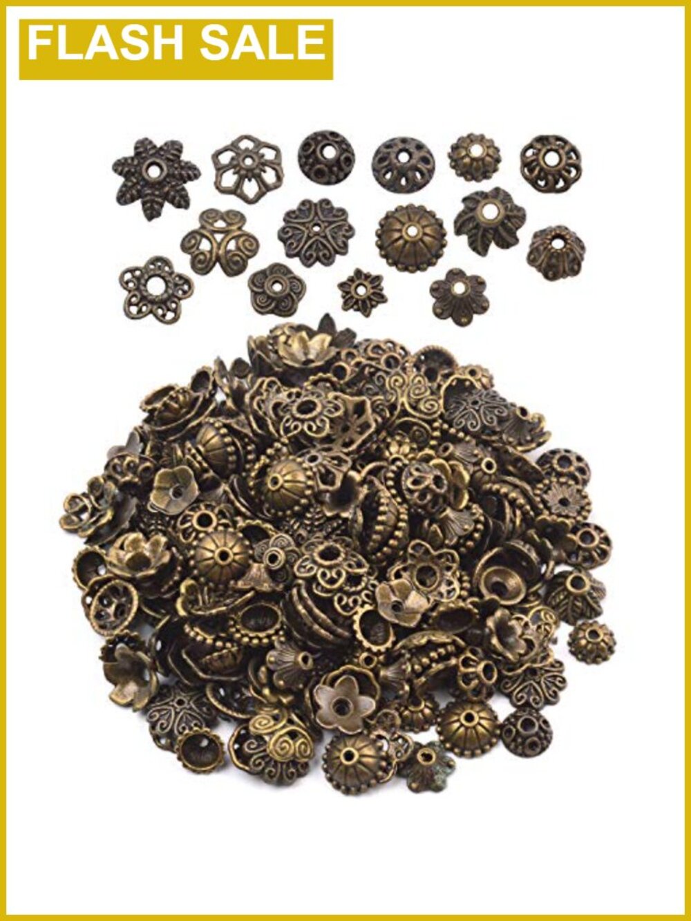 Bali Style Metal Bead Caps 5-15mm Jewelry Making 100g Assortment